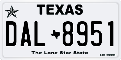 TX license plate DAL8951