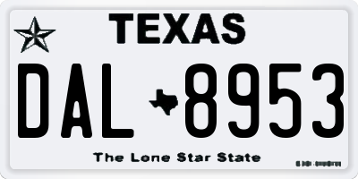 TX license plate DAL8953