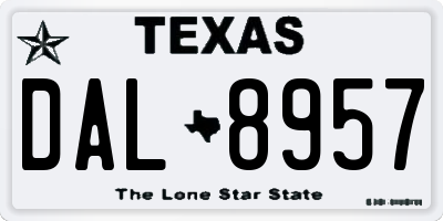 TX license plate DAL8957