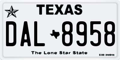 TX license plate DAL8958