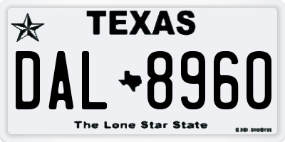 TX license plate DAL8960