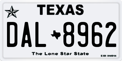 TX license plate DAL8962