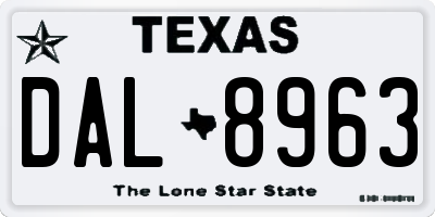 TX license plate DAL8963