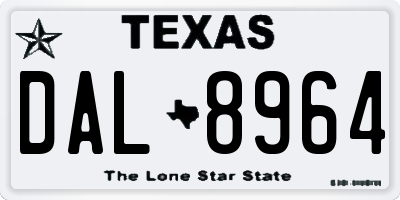 TX license plate DAL8964