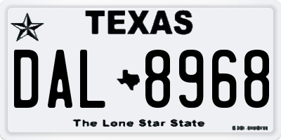 TX license plate DAL8968
