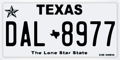 TX license plate DAL8977