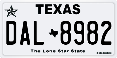 TX license plate DAL8982