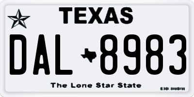 TX license plate DAL8983