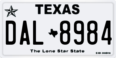 TX license plate DAL8984