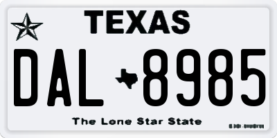 TX license plate DAL8985
