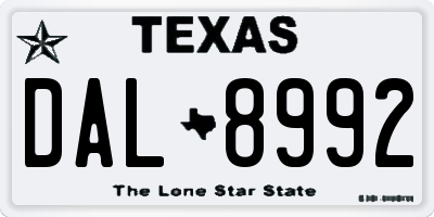 TX license plate DAL8992