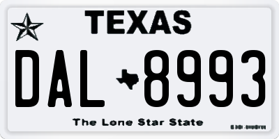 TX license plate DAL8993