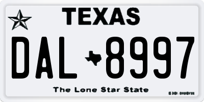 TX license plate DAL8997