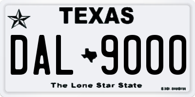 TX license plate DAL9000