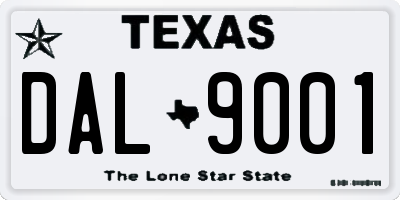 TX license plate DAL9001