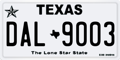 TX license plate DAL9003