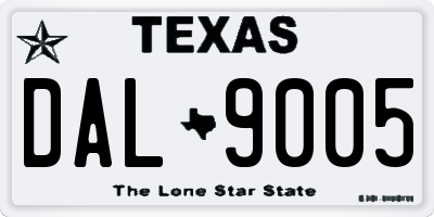 TX license plate DAL9005