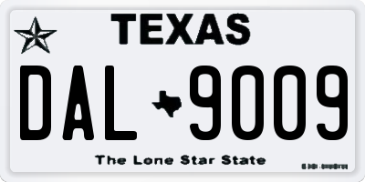 TX license plate DAL9009