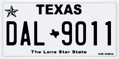 TX license plate DAL9011