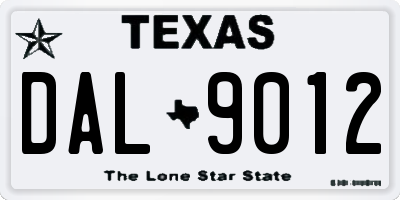 TX license plate DAL9012
