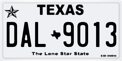 TX license plate DAL9013