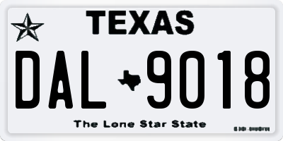 TX license plate DAL9018