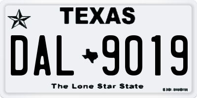 TX license plate DAL9019