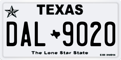 TX license plate DAL9020