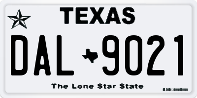 TX license plate DAL9021