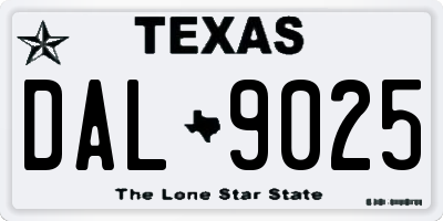 TX license plate DAL9025