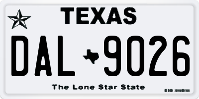 TX license plate DAL9026