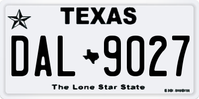 TX license plate DAL9027