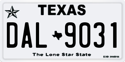 TX license plate DAL9031