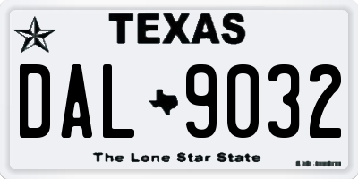 TX license plate DAL9032