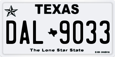TX license plate DAL9033