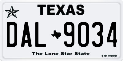 TX license plate DAL9034