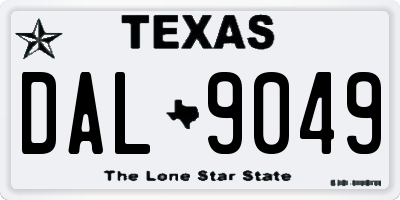 TX license plate DAL9049