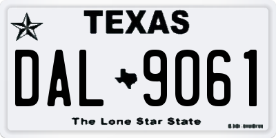 TX license plate DAL9061