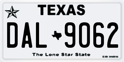 TX license plate DAL9062