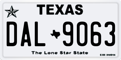 TX license plate DAL9063