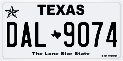TX license plate DAL9074