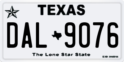 TX license plate DAL9076