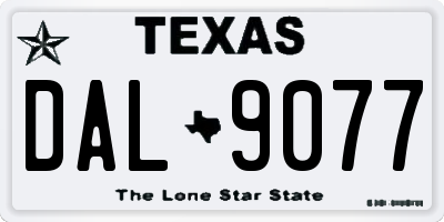 TX license plate DAL9077