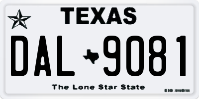 TX license plate DAL9081