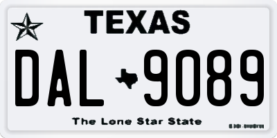 TX license plate DAL9089