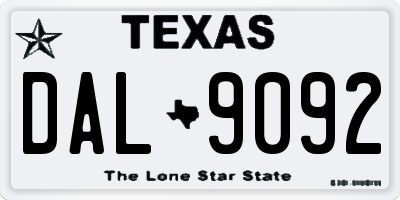TX license plate DAL9092