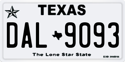 TX license plate DAL9093