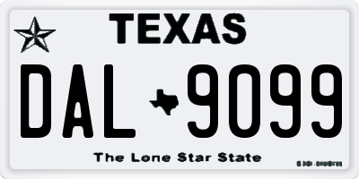 TX license plate DAL9099