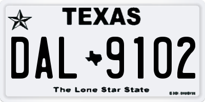 TX license plate DAL9102