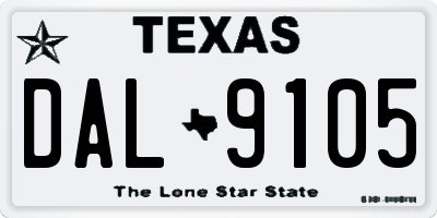 TX license plate DAL9105